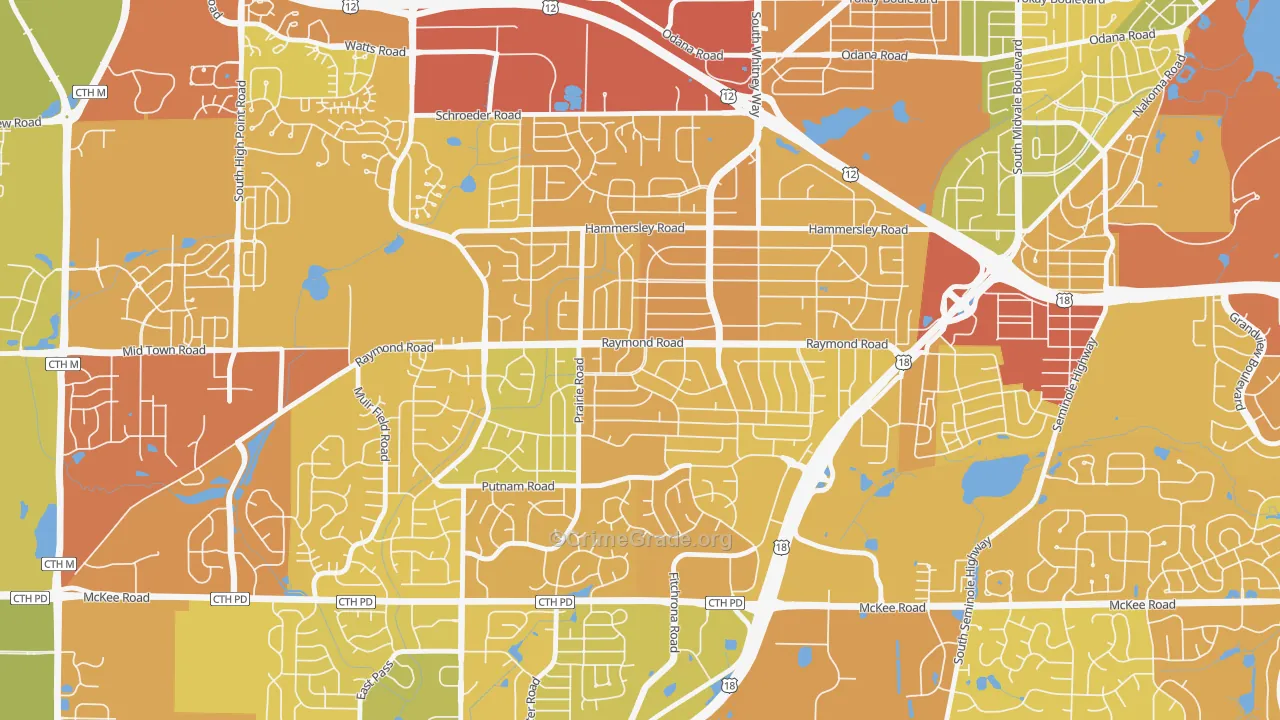 Meadowood, Madison, WI Map of Drug-Related Crime Rates
