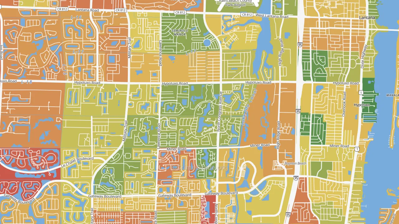 Meadows, Boynton Beach, FL Map of Drug-Related Crime Rates