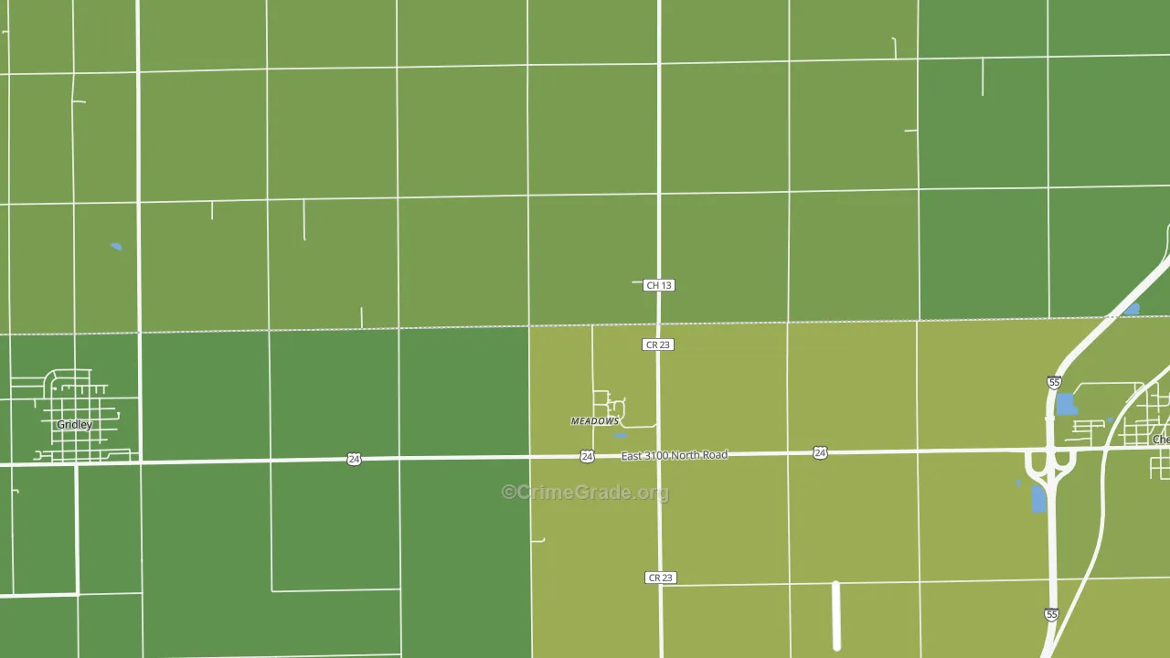 Meadows, IL Map of Drug-Related Crime Rates