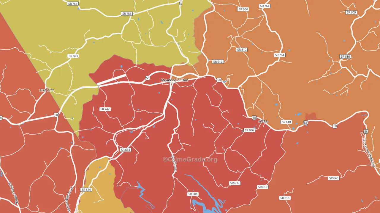 Meadows Of Dan, VA Map of Drug-Related Crime Rates