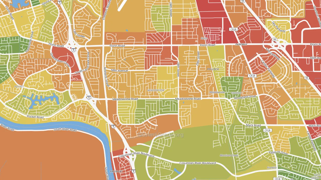 Meadowview, Sacramento, CA Map of Drug-Related Crime Rates