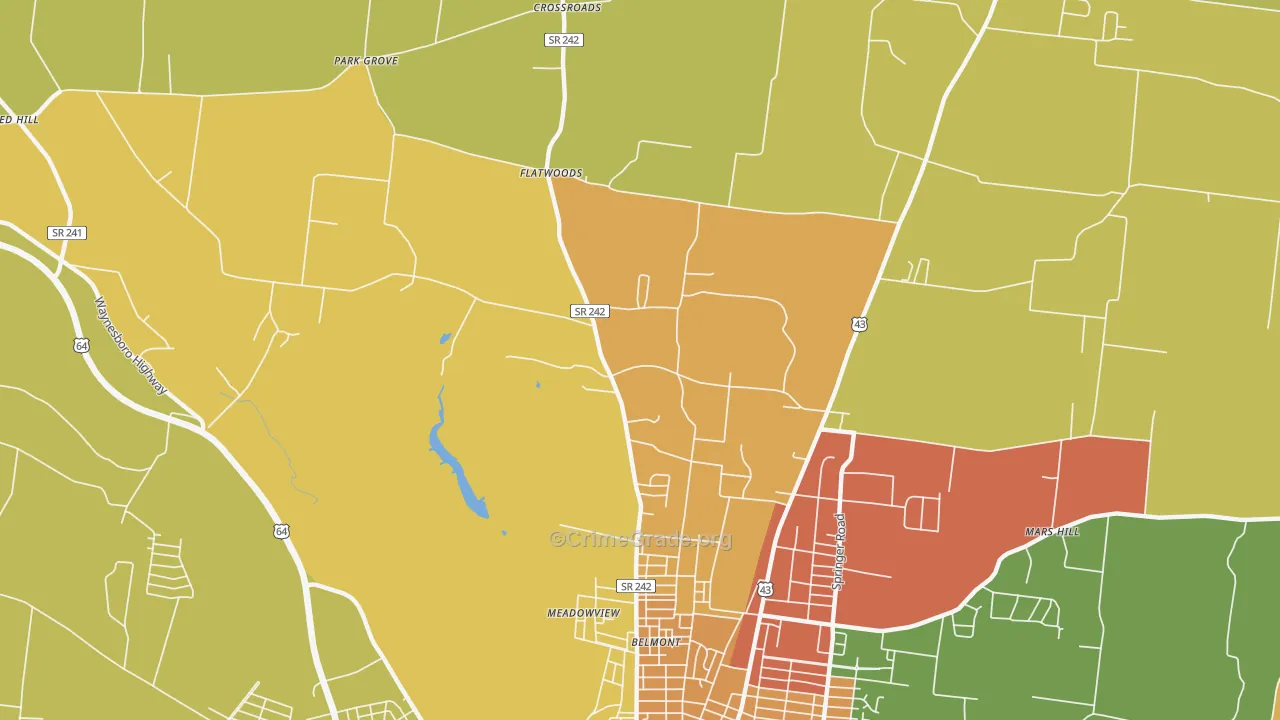 Meadowview, TN Map of Drug-Related Crime Rates