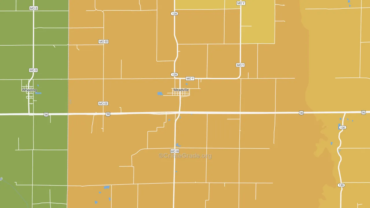 Meadville, MO Map of Drug-Related Crime Rates