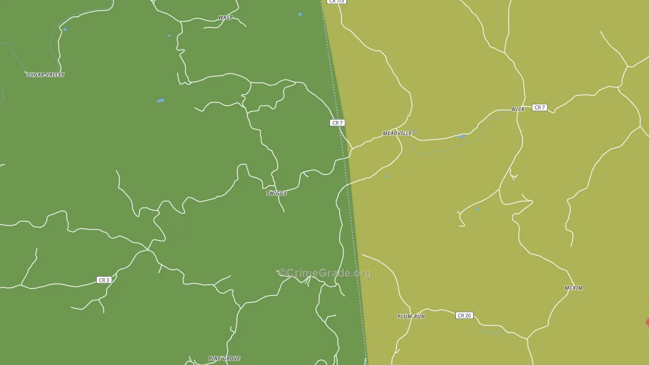 Meadville, WV Map of Drug-Related Crime Rates