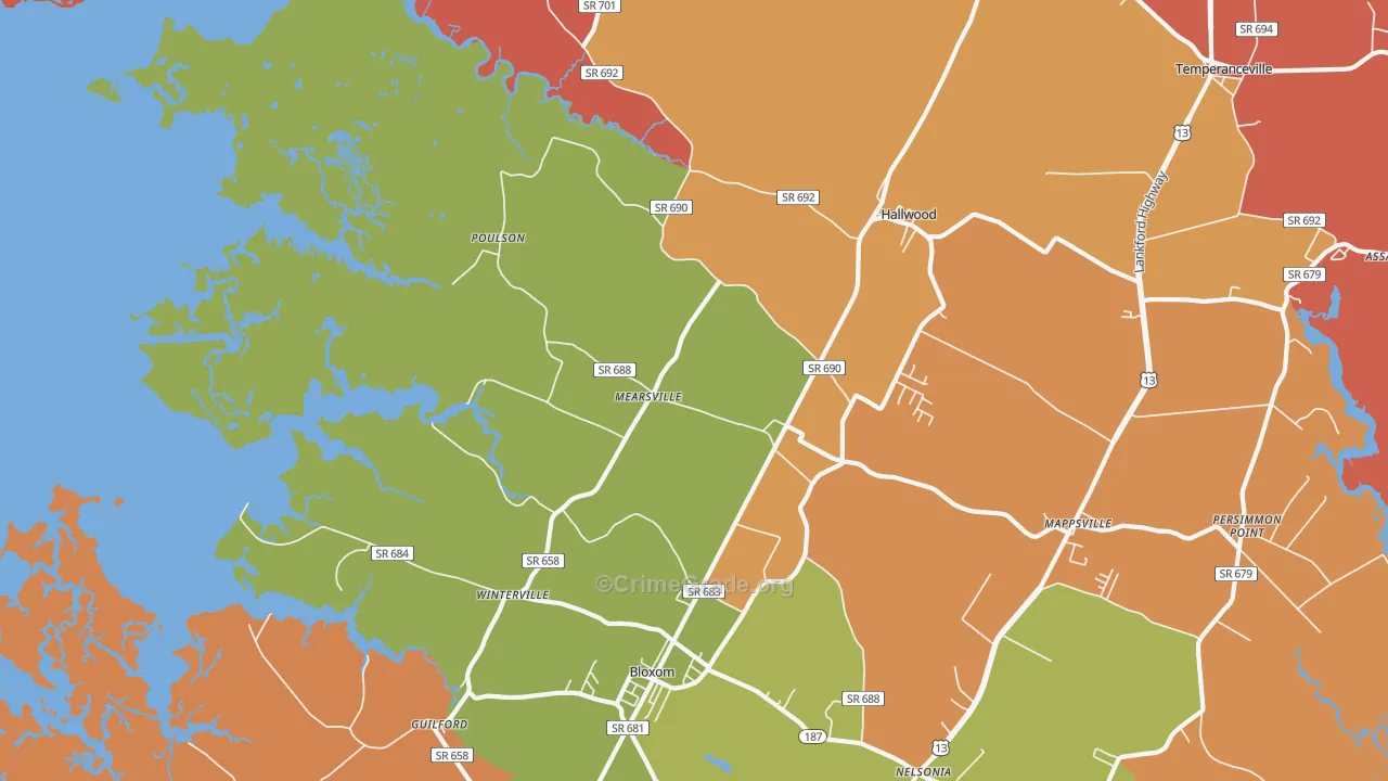 Mears, VA Map of Drug-Related Crime Rates