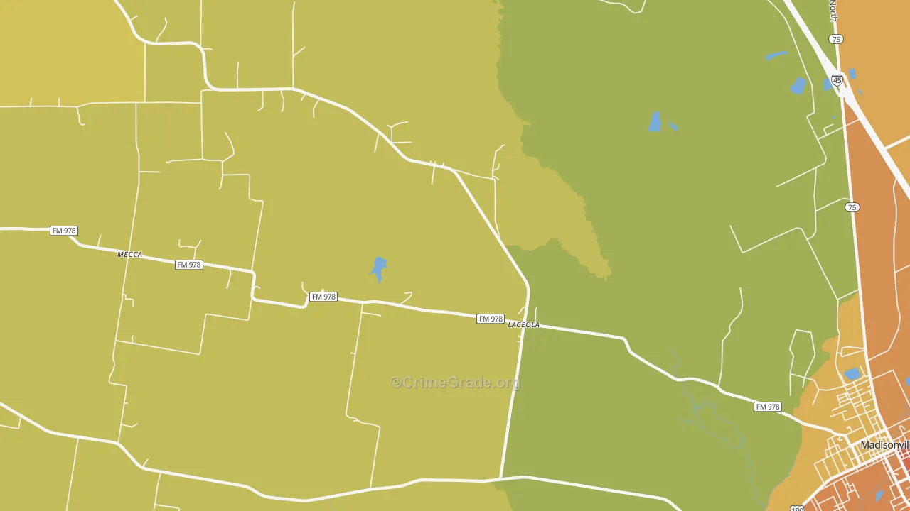 Mecca, TX Map of Drug-Related Crime Rates
