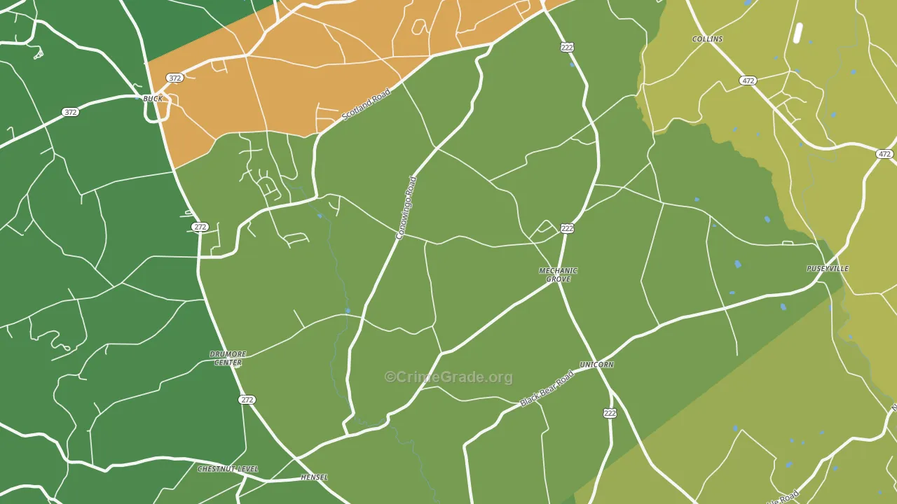 Mechanics Grove, PA Map of Drug-Related Crime Rates