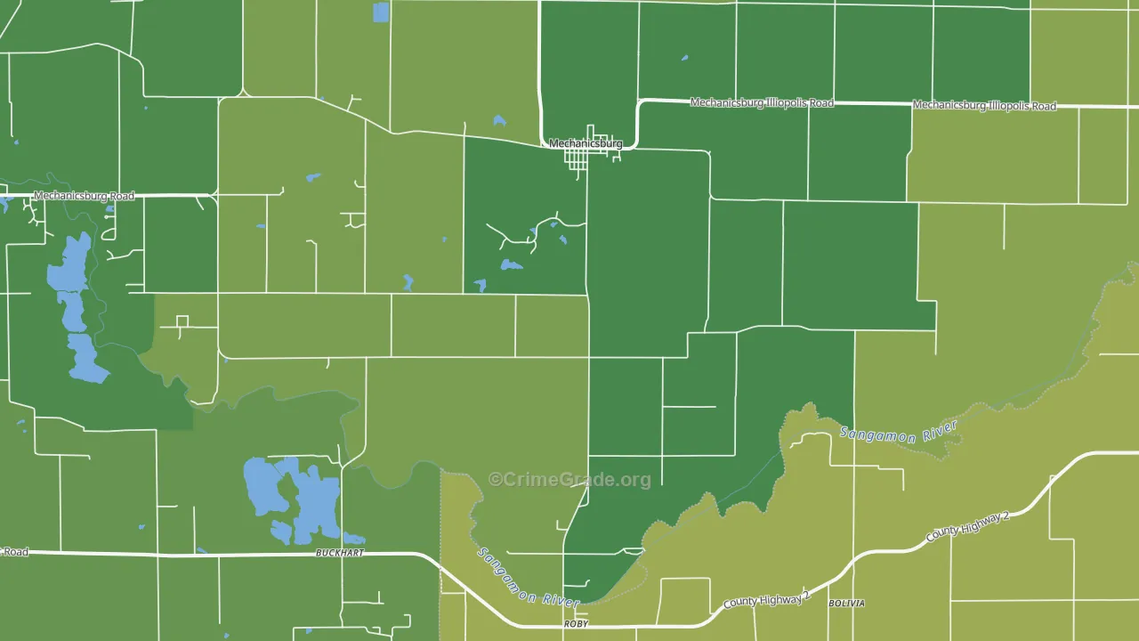 Mechanicsburg, IL Map of Drug-Related Crime Rates