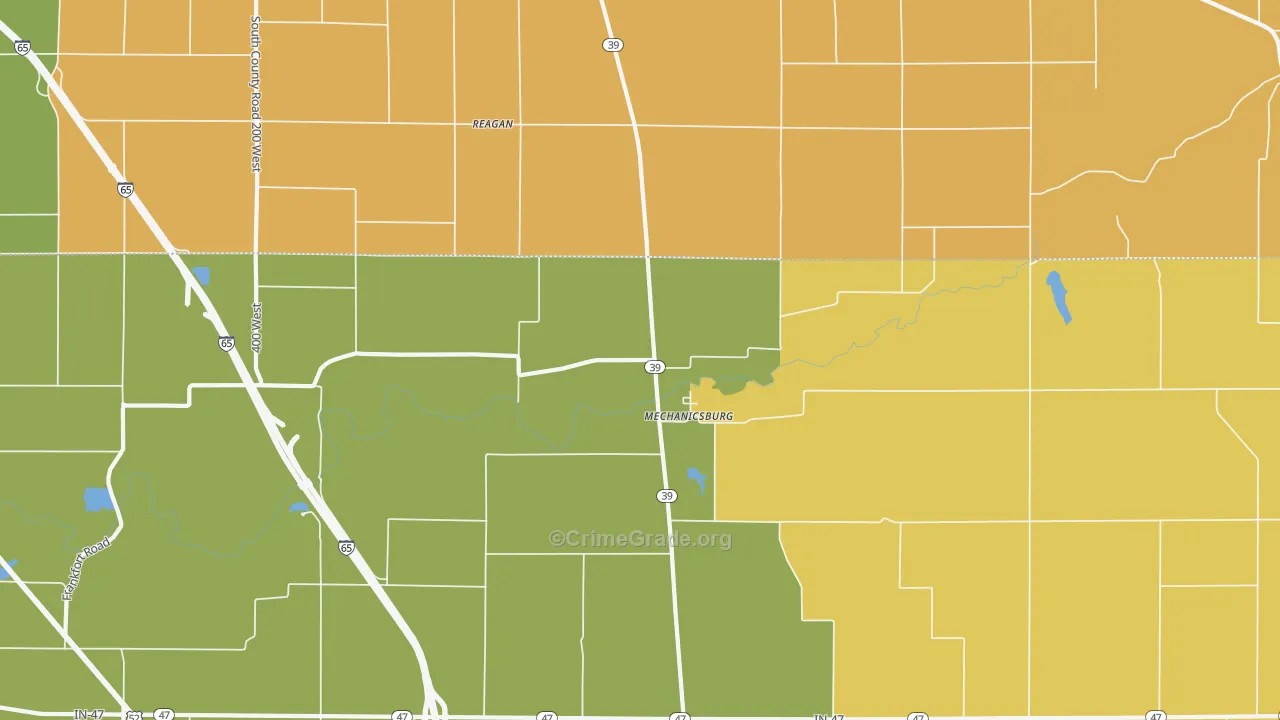 Mechanicsburg, IN Map of Drug-Related Crime Rates
