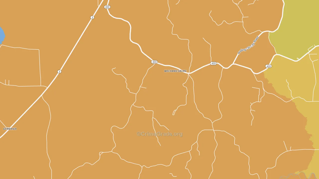 Mechanicsburg, MS Map of Drug-Related Crime Rates