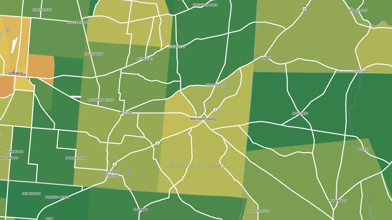 Mechanicsburg, OH Map of Drug-Related Crime Rates