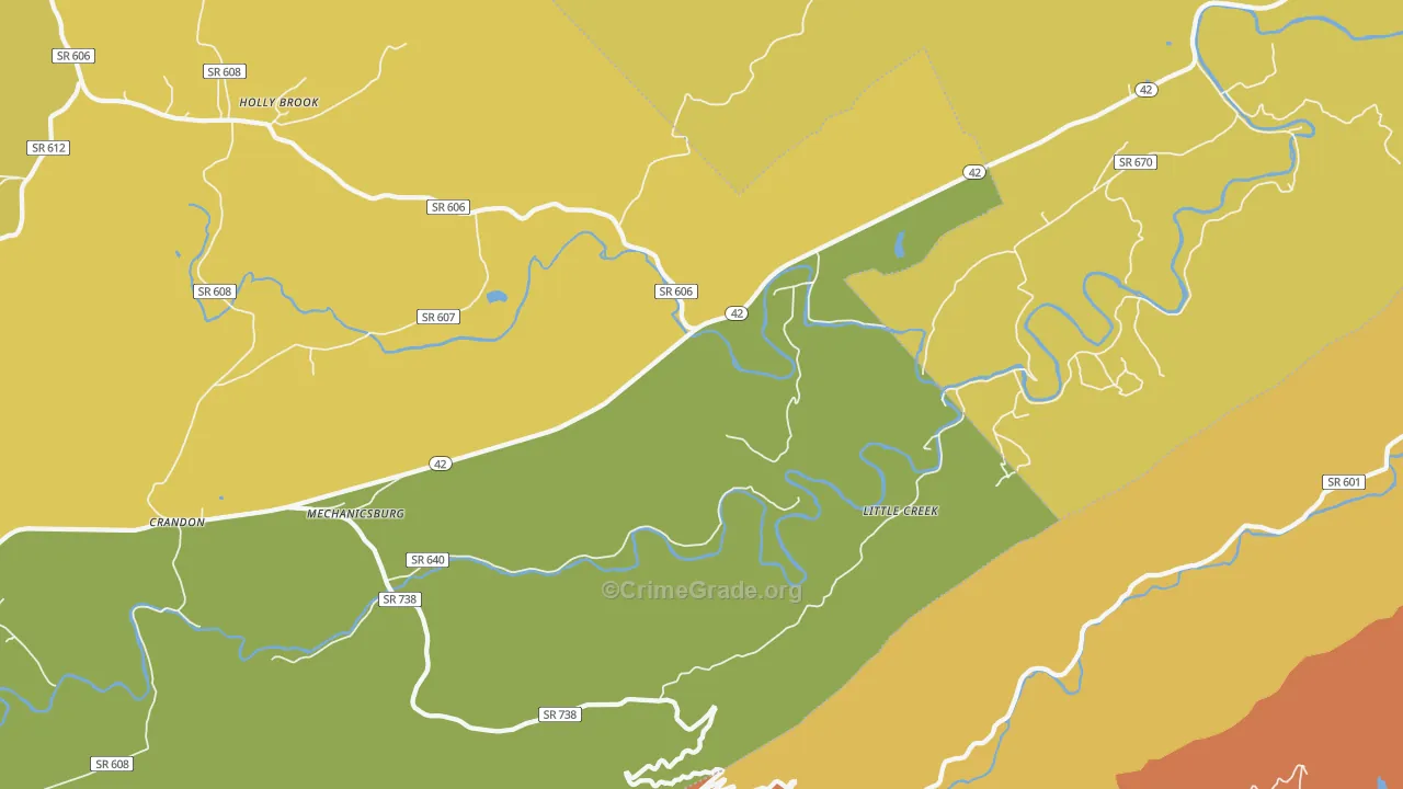 Mechanicsburg, VA Map of Drug-Related Crime Rates