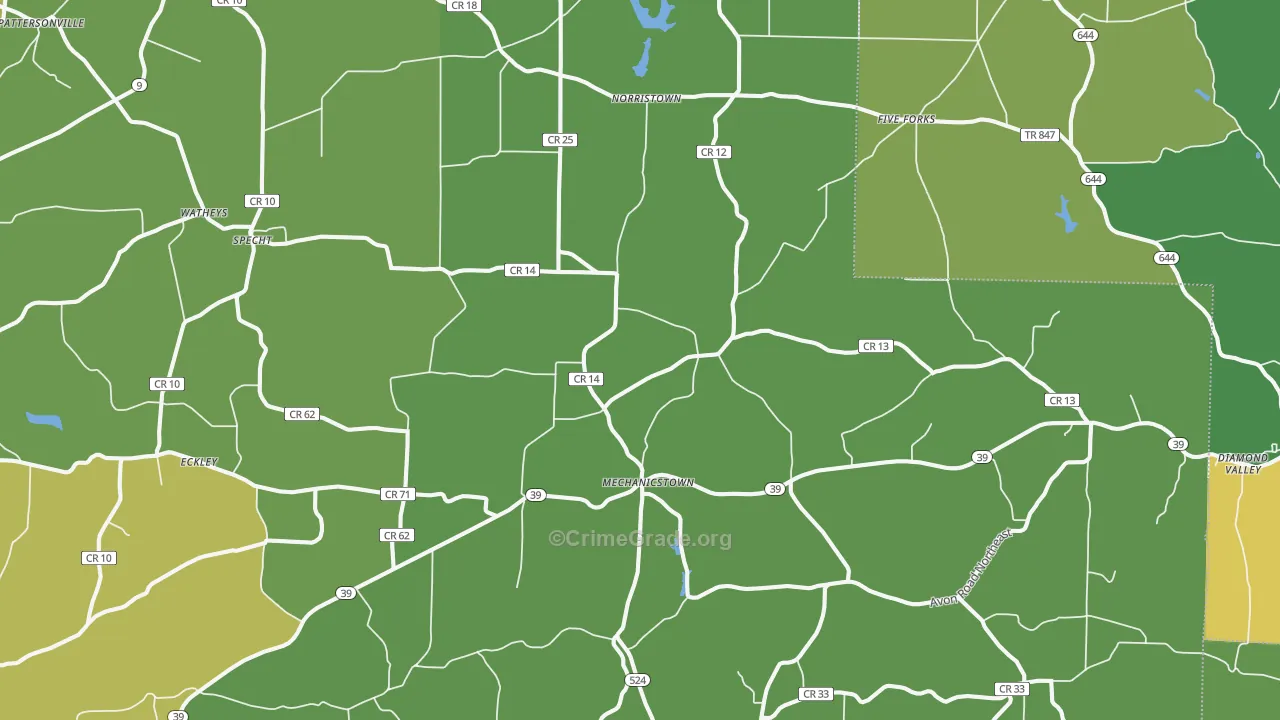 Mechanicstown, OH Map of Drug-Related Crime Rates