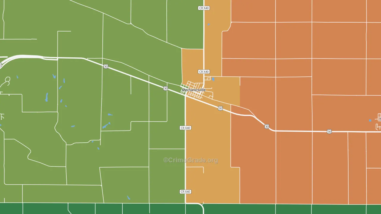 Mechanicsville, IA Map of Drug-Related Crime Rates