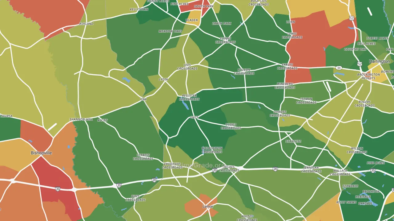 Mechanicsville, SC Map of Drug-Related Crime Rates