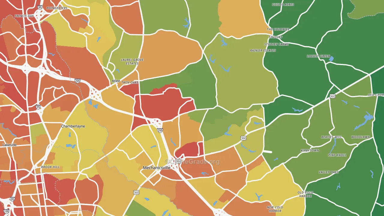 Mechanicsville, VA Map of Drug-Related Crime Rates