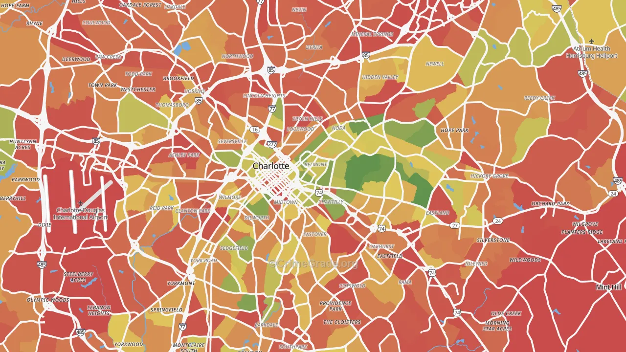 Mecklenburg County, NC Map of Drug-Related Crime Rates