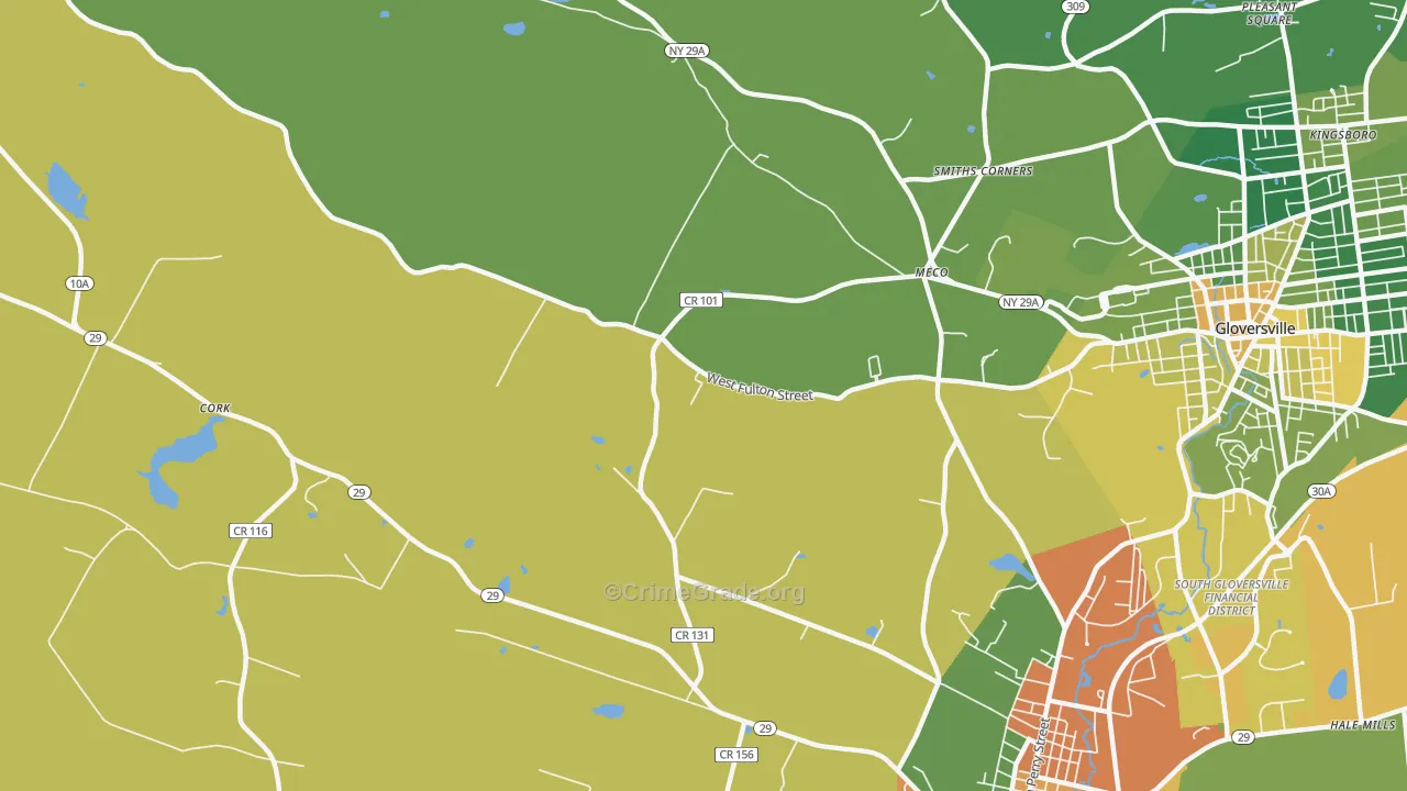 Meco, NY Map of Drug-Related Crime Rates