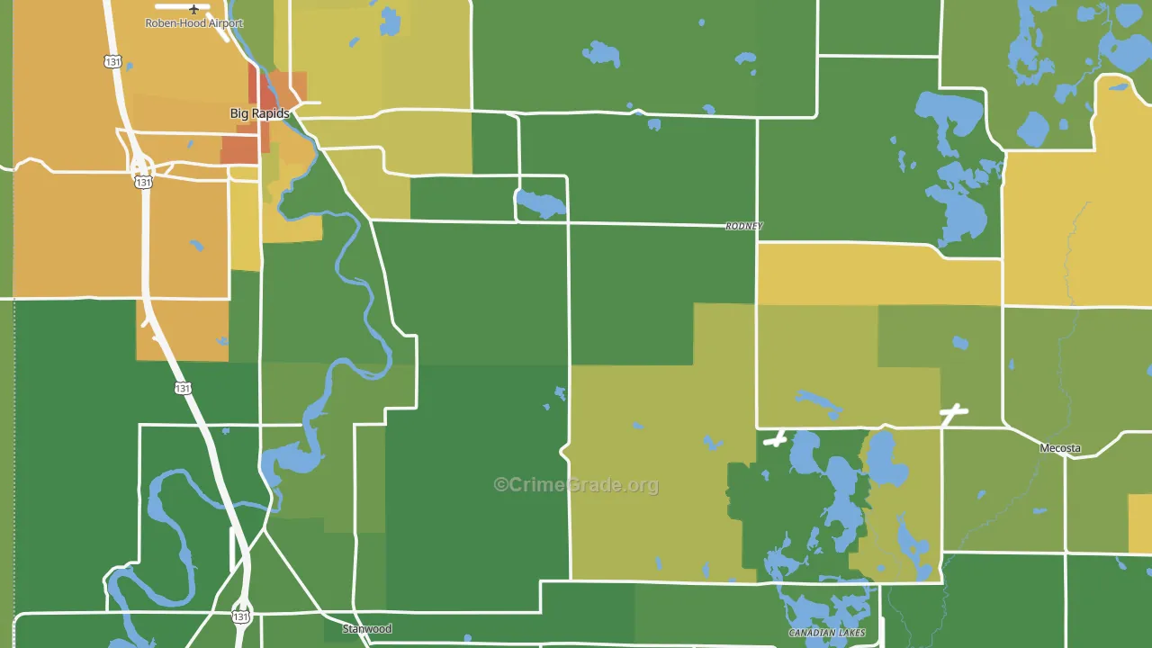 Mecosta County, MI Map of Drug-Related Crime Rates