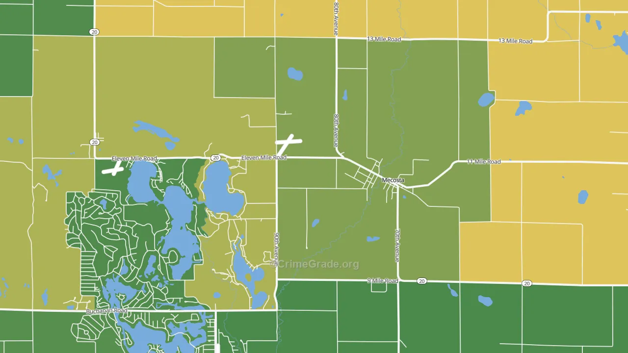 Mecosta, MI Map of Drug-Related Crime Rates