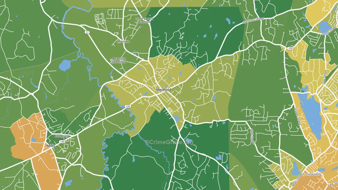 Medfield, MA Map of Drug-Related Crime Rates