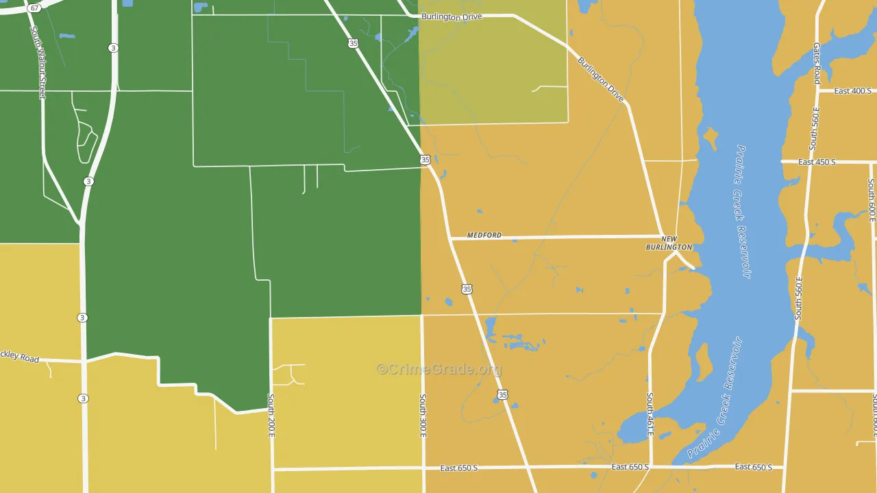 Medford, IN Map of Drug-Related Crime Rates