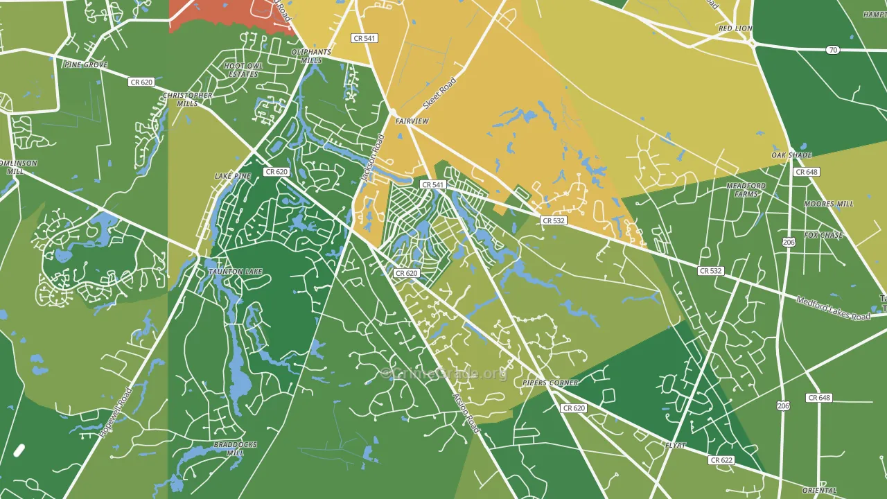 Medford Lakes, NJ Map of Drug-Related Crime Rates