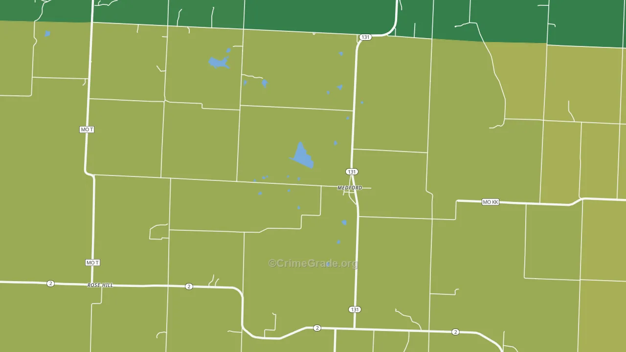 Medford, MO Map of Drug-Related Crime Rates