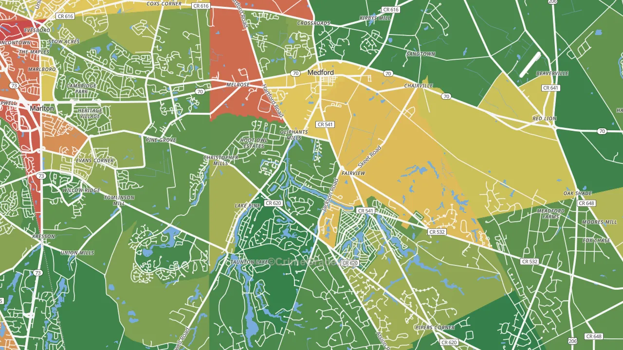 Medford, NJ Map of Drug-Related Crime Rates