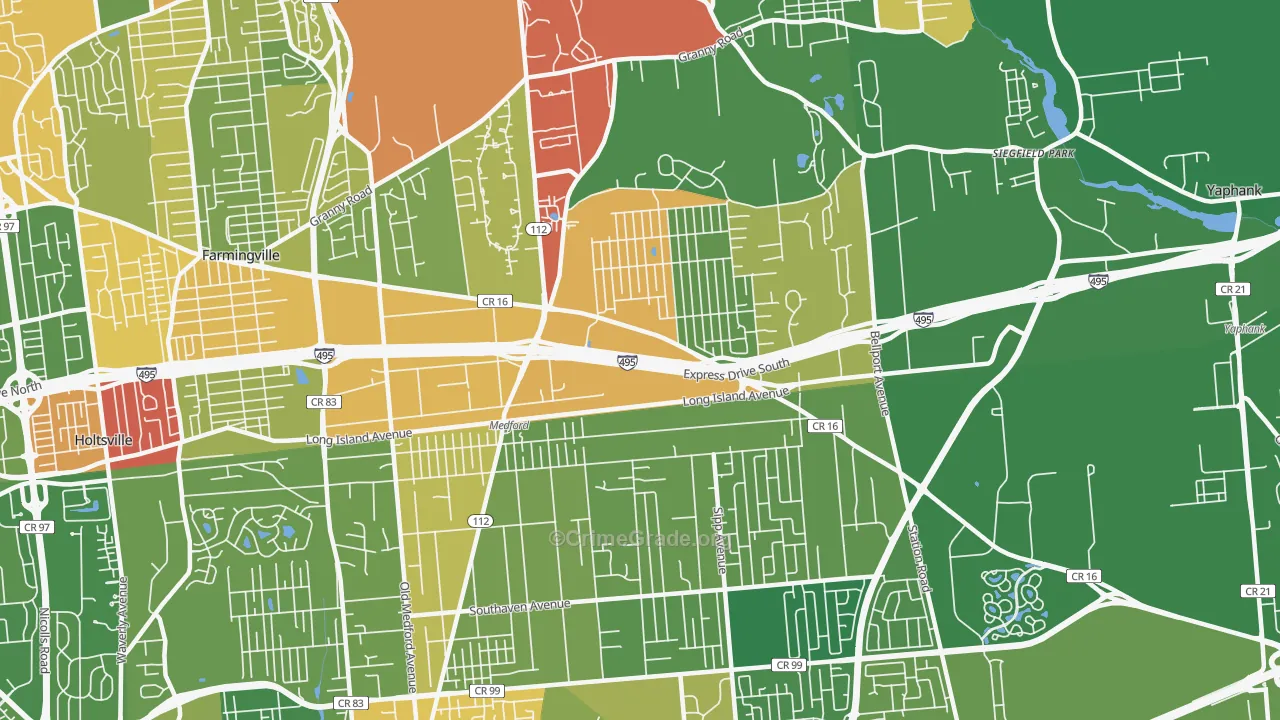 Medford, NY Map of Drug-Related Crime Rates
