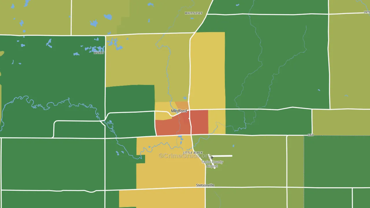 Medford, WI Map of Drug-Related Crime Rates