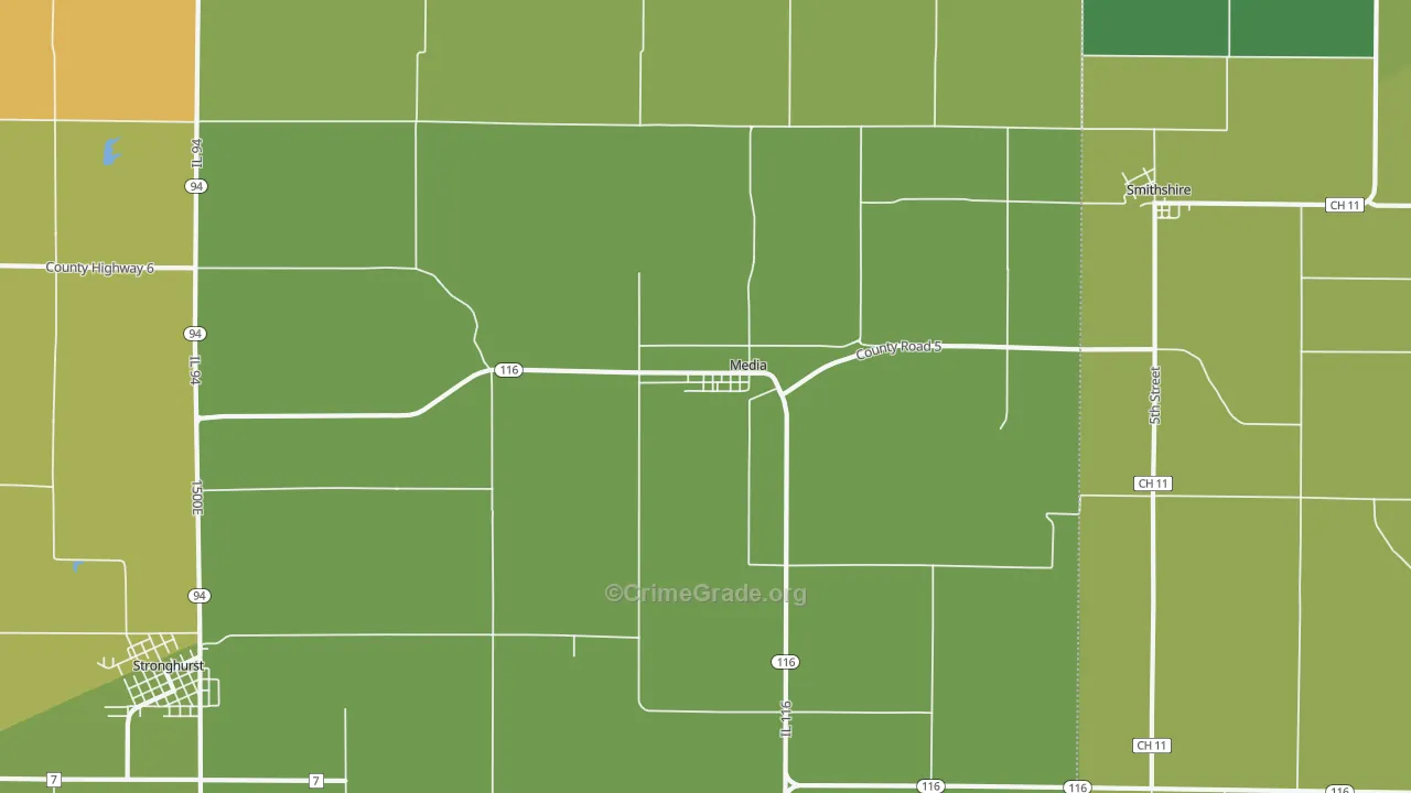 Media, IL Map of Drug-Related Crime Rates