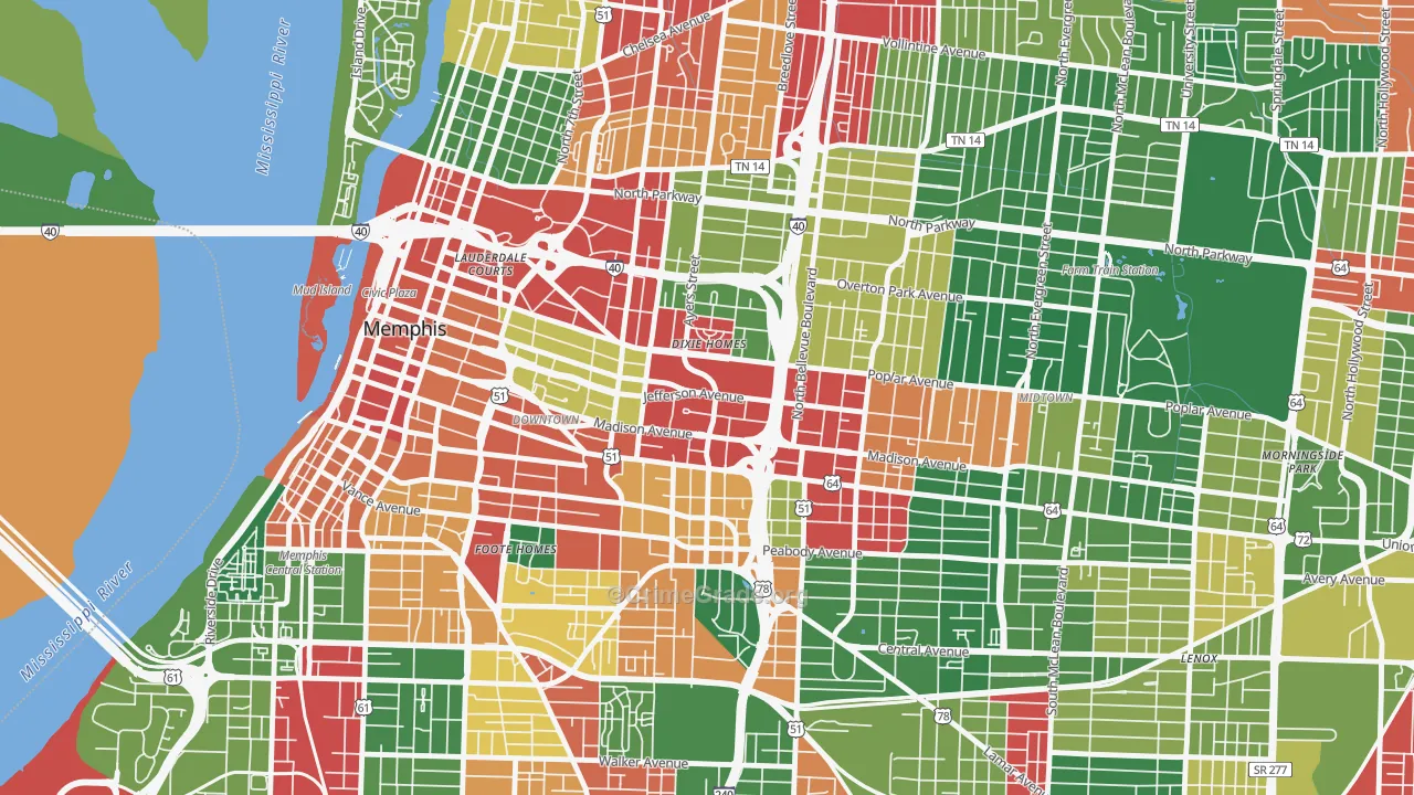 Medical District, Memphis, TN Map of Drug-Related Crime Rates