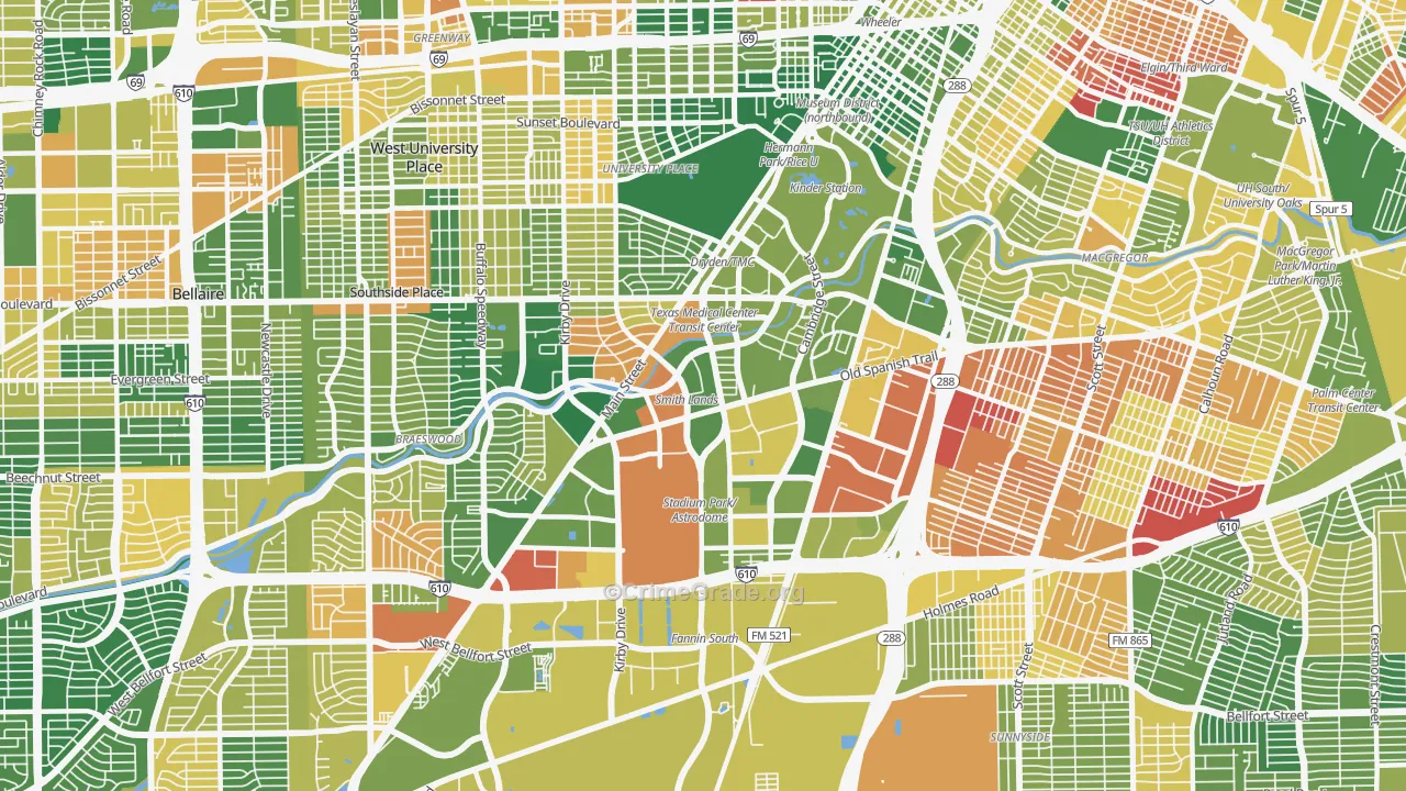Medical, Houston, TX Map of Drug-Related Crime Rates