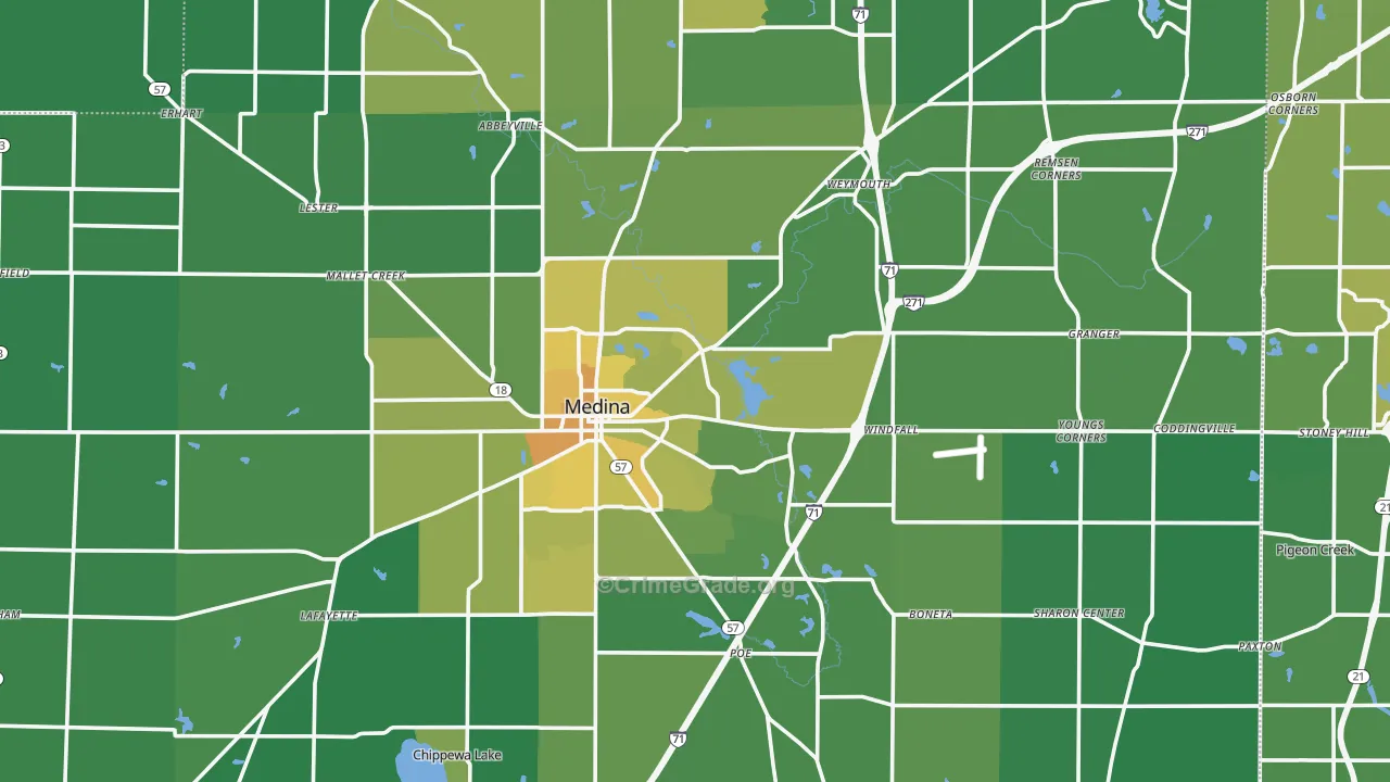 Medina County, OH Map of Drug-Related Crime Rates