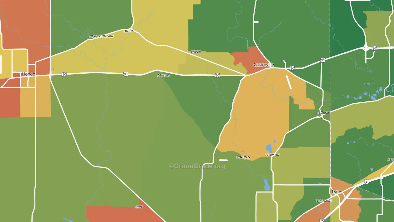 Medina County, TX Map of Drug-Related Crime Rates