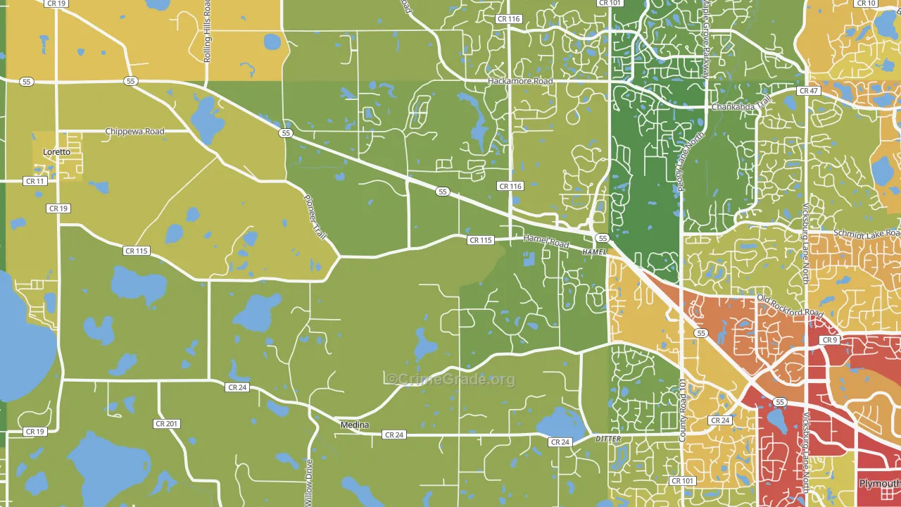 Medina, MN Map of Drug-Related Crime Rates