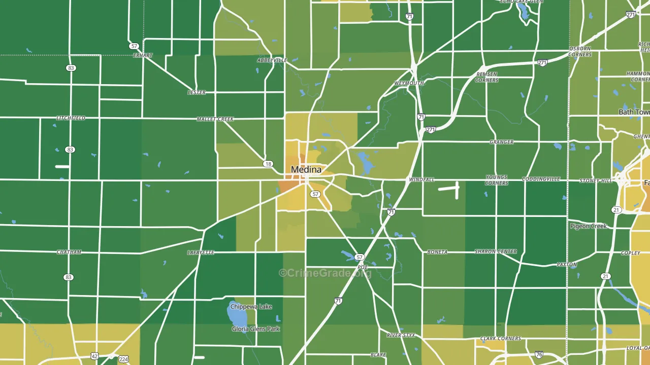 Medina, OH Map of Drug-Related Crime Rates