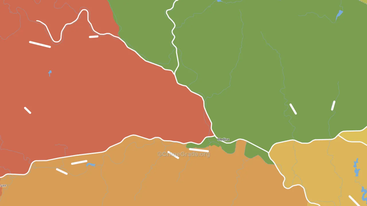 Medina, TX Map of Drug-Related Crime Rates