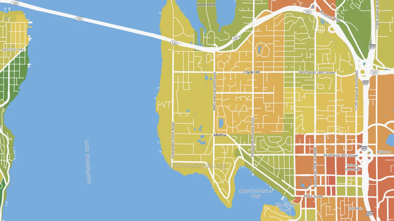 Medina, WA Map of Drug-Related Crime Rates