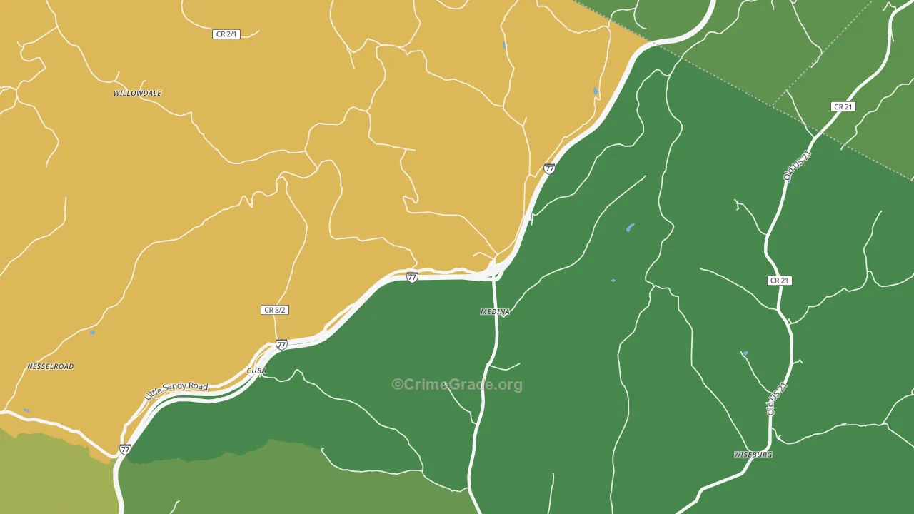Medina, WV Map of Drug-Related Crime Rates