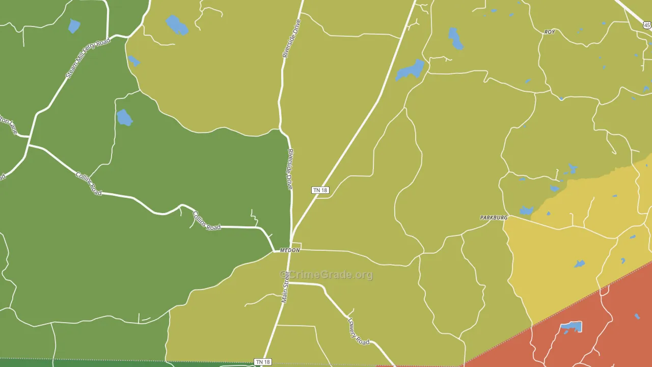 Medon, TN Map of Drug-Related Crime Rates