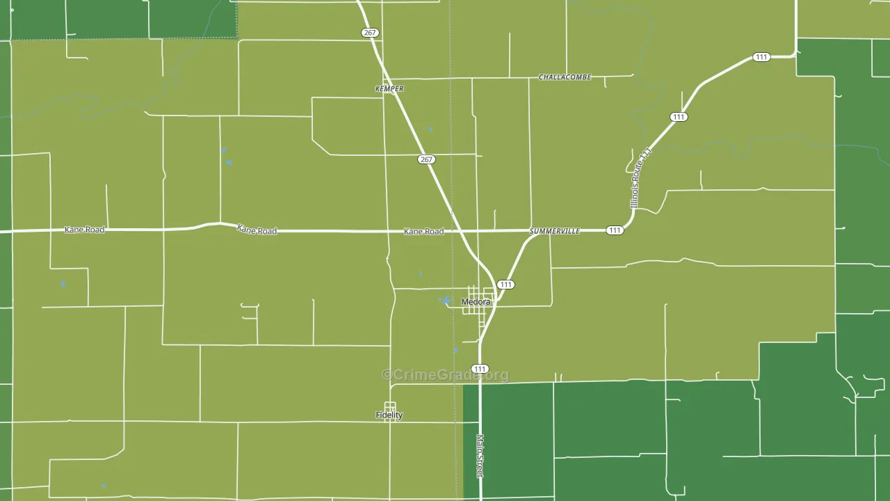 Medora, IL Map of Drug-Related Crime Rates