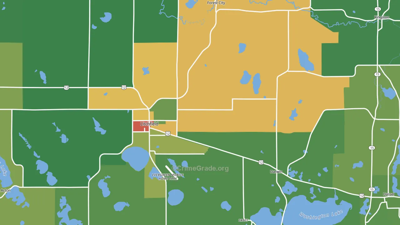 Meeker County, MN Map of Drug-Related Crime Rates