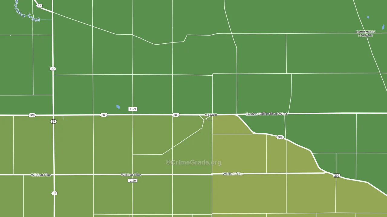Meeker, OH Map of Drug-Related Crime Rates