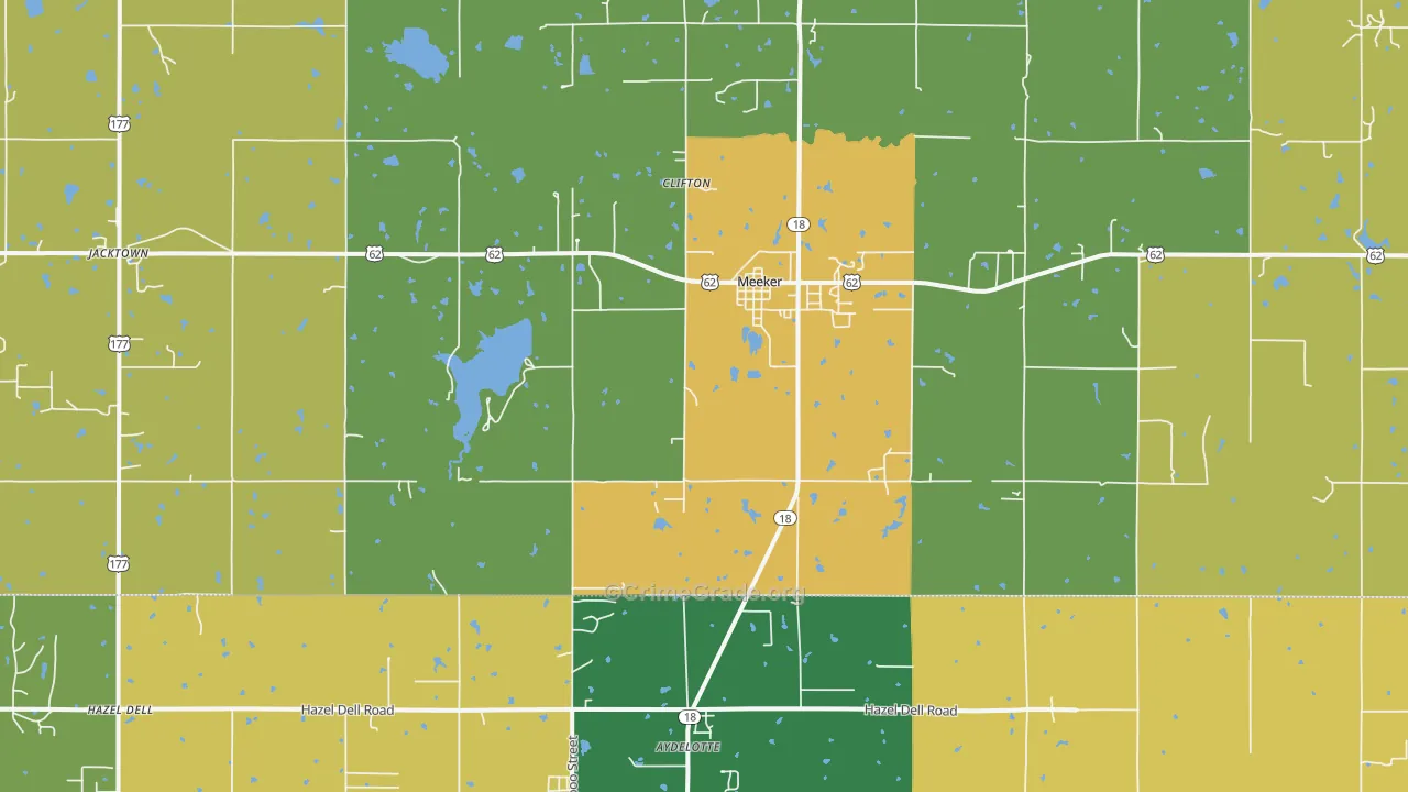 Meeker, OK Map of Drug-Related Crime Rates