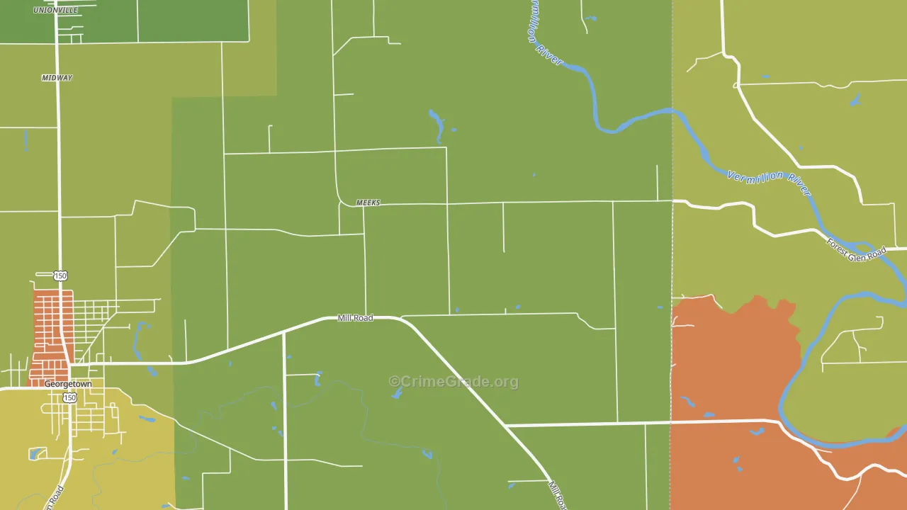 Meeks, IL Map of Drug-Related Crime Rates