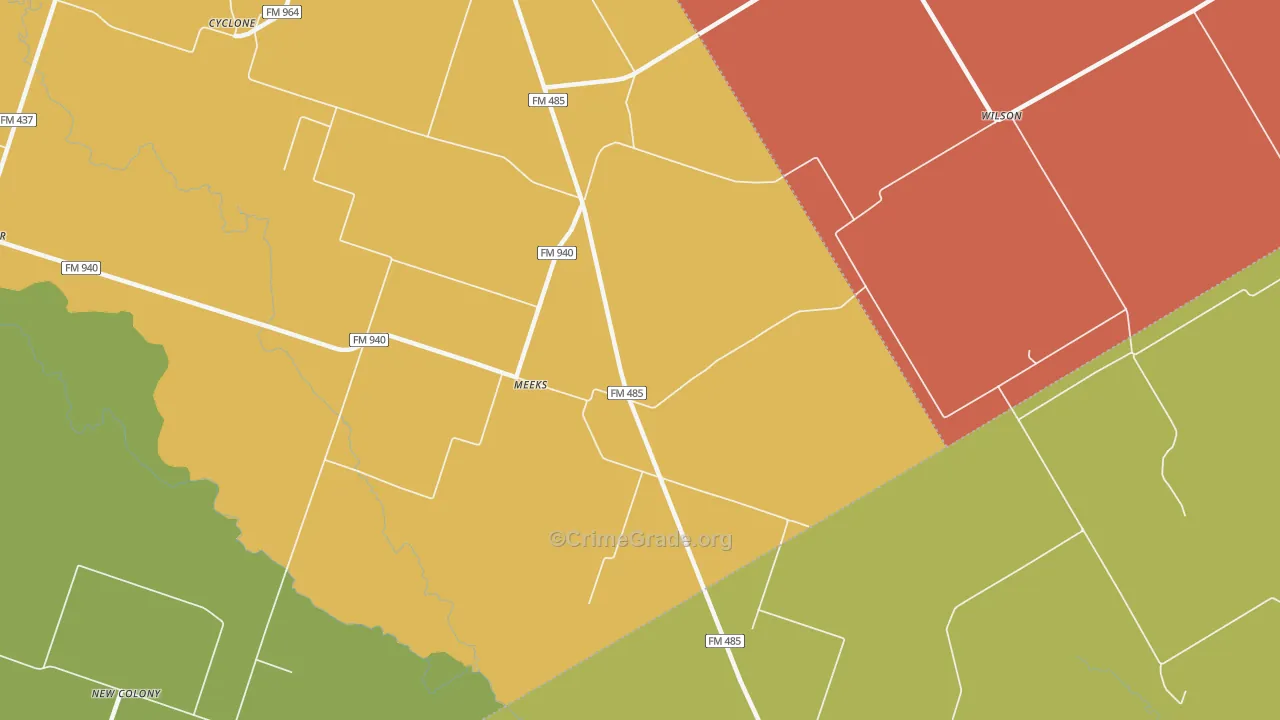 Meeks, TX Map of Drug-Related Crime Rates