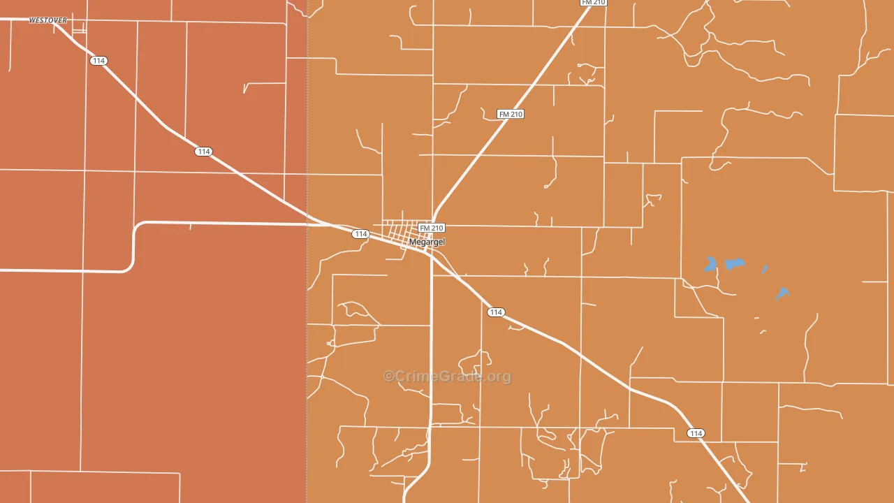 Megargel, TX Map of Drug-Related Crime Rates
