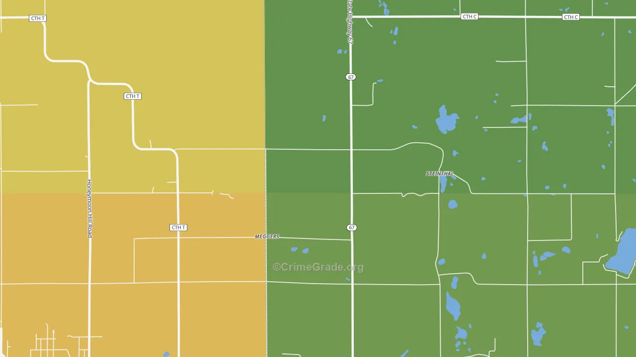 Meggers, WI Map of Drug-Related Crime Rates